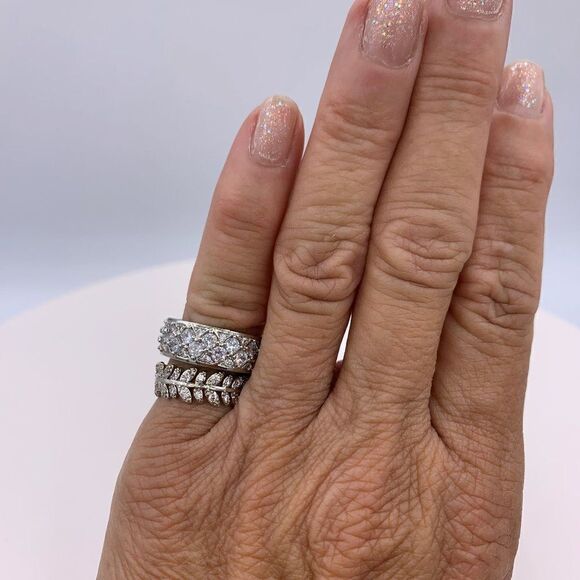 Ring, new, no tags, 925 sterling silver, sz 7, cigar band, quality CZ - Picture 8 of 16